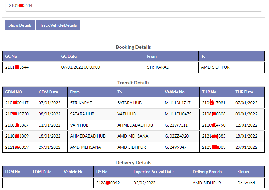 ACPL courier tracking by GC number