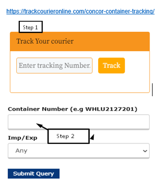 CONCOR container tracking steps 